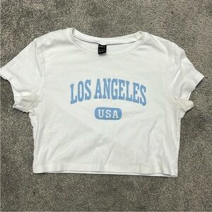 SHEIN White and Blue Crop Top